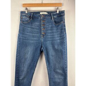 Hidden Los Angeles Womens Button-Fly High-Waisted Skinny Jeans Size 31 Blue Deni